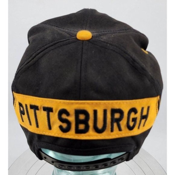 Vintage 90s Pittsburgh Penguins #1 Apparel Snapback Hat Big Spell Out NHL USA - Picture 5 of 12